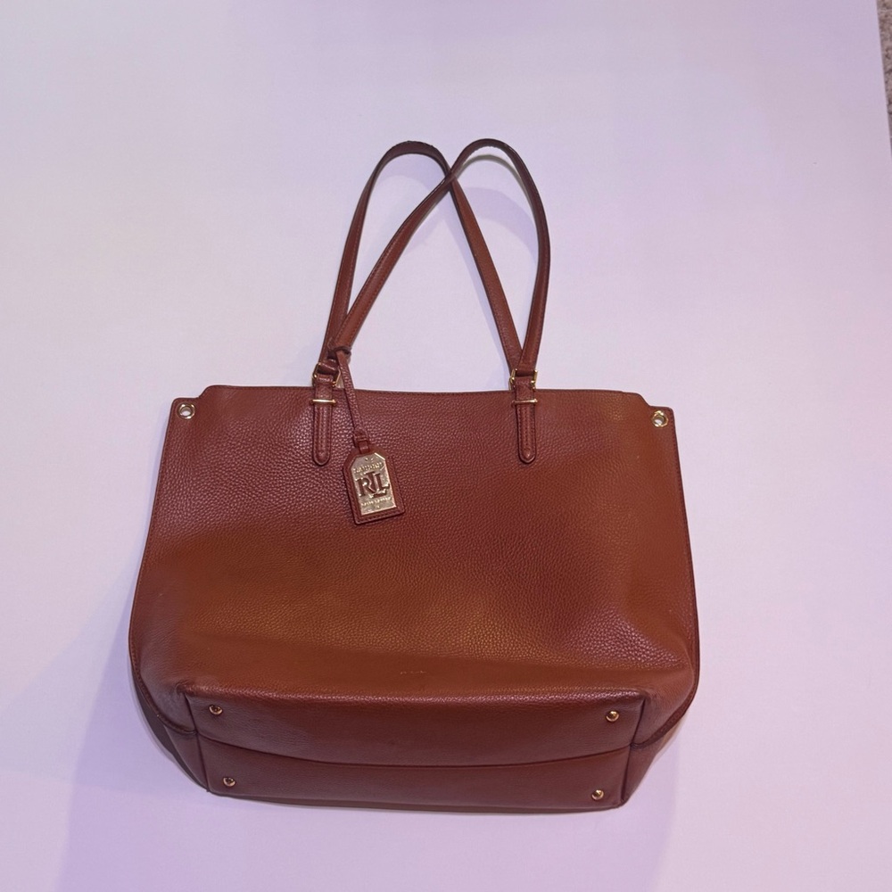 RLL Ralph Lauren Tan Vegan Leather Tote - Classic Everyday Bag